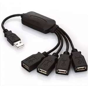 USB hub | 4 poorten | USB 2.0 | Plug & play | Busgevoed | Zwart