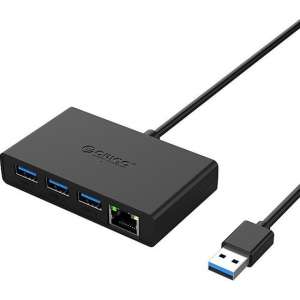 Orico USB 3.0 hub met 3 USB-A poorten en Gigabit Ethernet poort