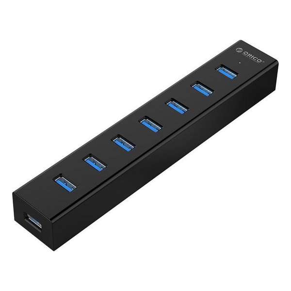 Orico - USB 3.0 hub met 7 poorten in mat zwart design met 1 meter 5Gbps USB 3.0 datakabel en extra stroom toevoer Orico - USB 3.0 hub met 7 poorten in mat zwart design met 1 meter 5Gbps USB 3.0 datakabel en extra stroom toevoer