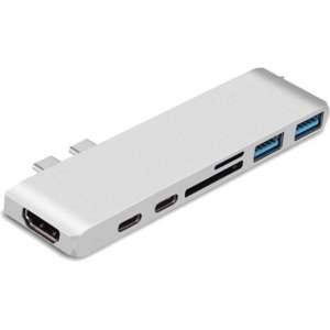 USB-C Hub Adapter 7-in-1 - voor MacBook Pro & MacBook Air - Zilver