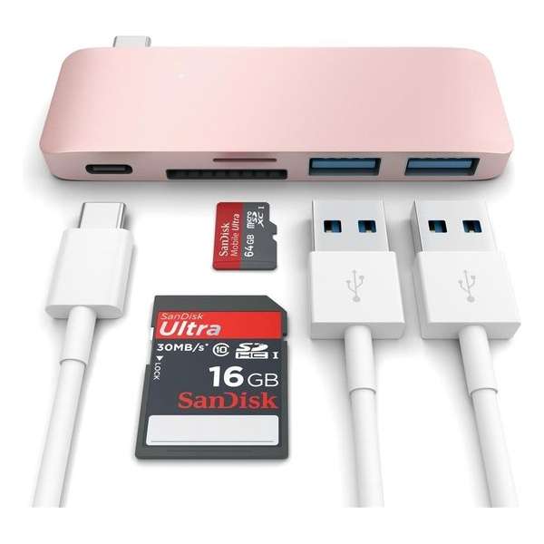 Satechi Type-C USB Passthrough HUB - Rose Gold