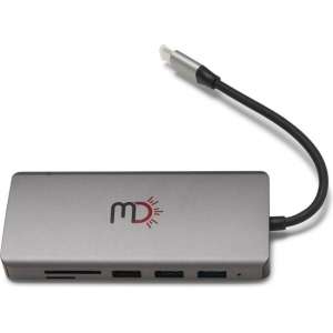 MasterDeals - USB C Hub - 11 in 1 - Oplader - HDMI - Chromebook - HP laptop - Asus laptop - Apple - 12x5x1.5 - Grijs