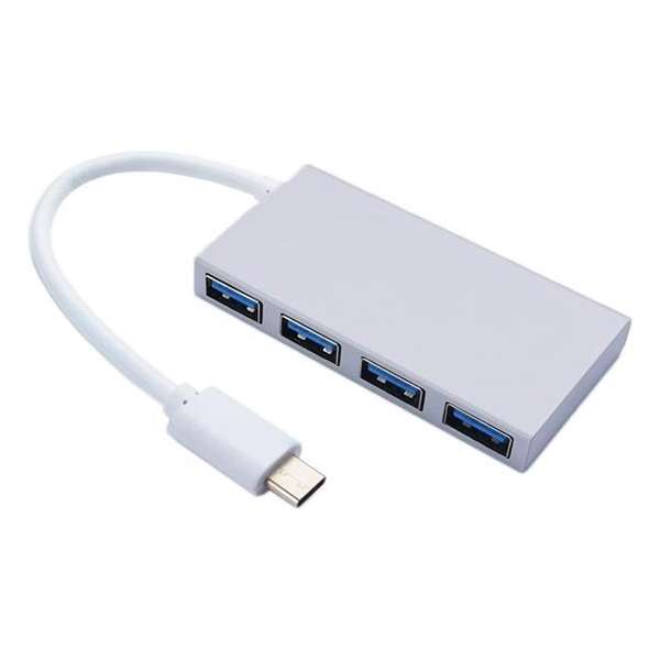 Maxxions USB C naar USB A Adapter Hub - USB Type C 3.1 Hub met 4x USB 3.0 poort - Aluminium - Grijs
