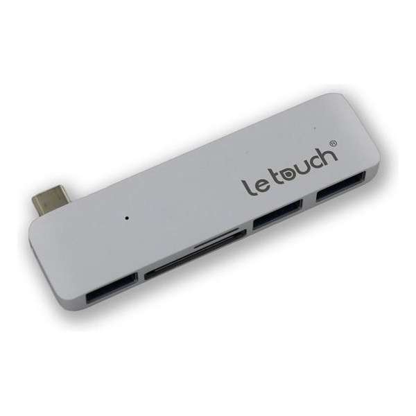 Le Touch USB-C Hub - 3x USB 3.0 poorten - Kaartlezer - Aluminium Zilver