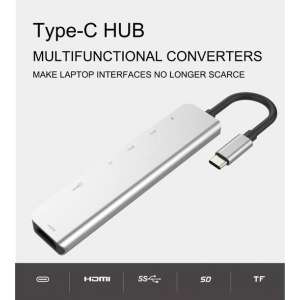 USB-c adapter voor MacBook Pro met 7 poorten: HDMI, SD kaart, laadfunctie en USB poorten