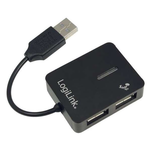 LogiLink® USB 2.0 Hub 4-Port, Smile, Black