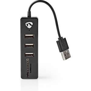 USB-Hub  3-Poorts  USB 2.0  Cardreader SD / microSD  Zwart
