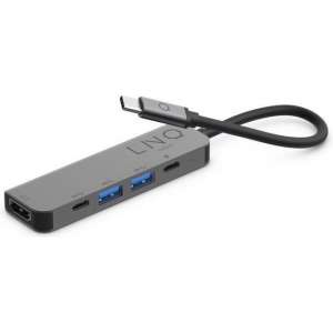 LINQ 5 in 1 Type C USB Hub Adapter - HDMI 4K 60Hz - 2x USB-A 3.1 - USB C 5Gbps data - tot 100W USB C power delivery