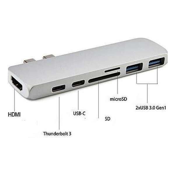 DUO USB-C hub adapter voor Macbook Pro