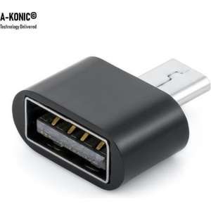 A-Konic ©- verloop adapter USB-adapter naar Micro-usb | Opzetstuk | USB to Micro usb Converter | zwart