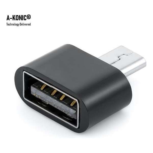A-Konic ©- verloop adapter USB-adapter naar Micro-usb | Opzetstuk | USB to Micro usb Converter | zwart