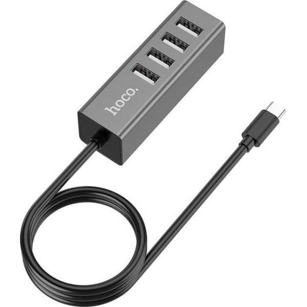 HOCO HB1 USB-C naar 4-Poort USB 2.0 Hub Grijs HOCO HB1 USB-C naar 4-Poort USB 2.0 Hub Grijs