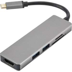 Universele 5-in-1 USB-C Adapter (Micro)SD / USB  HDFMI Grijs