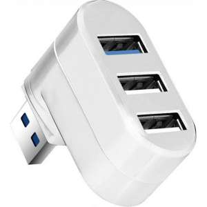USB hub | 3 poorten | USB 3.0 | Plug & play | Draaibaare connector | Wit
