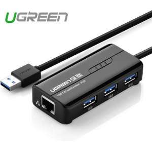 UGreen - USB 3.0 Hub met Gigabit Ethernet (10/100/1000 Mbps)