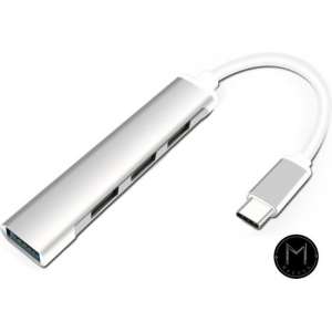 Mazuva | 4 in 1 USB-C HUB | Voor Apple MacBook|USB-C | USB 3.0 | 3x USB 2.0 |  Zilver