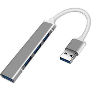 DrPhone ONVIA2 - Mini Aluminium USB 3.0 + 2.0 HUB – Adapter - 4 Poorten Dock - Extra USB Poort Aansluitingen -  USB 3.0 – Zilver