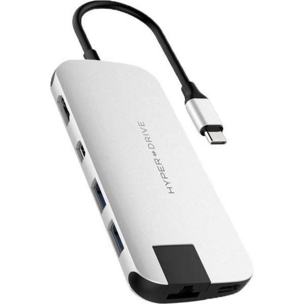 Hyper Slim 8-in-1 USB-C Hub - Silver
