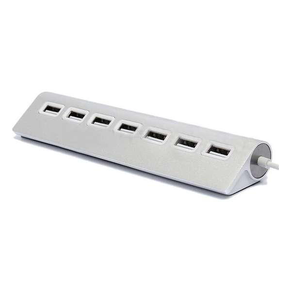 DrPhone - USB 3.1 Type C naar USB 2.0 - 7 Poort USB Data Lader en Transfer HUB Adapter Aluminum Chrome Zilver - Geschikt