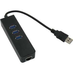 Dolphix USB 3.0 Ethernet Adapter - RJ45, Gigabit - met 3-port USB Hub