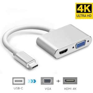 2in1 Type-C naar HDMI VGA-adapter Laptop PC Converter | Wit