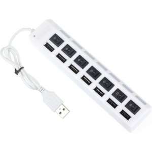 USB hub | 7 poorten | USB 2.0 | Plug & play | Aan/uit schakelaar | Wit