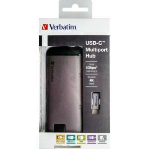 Verbatim USB-C multipoort Hub Gigabit Ethernet SD/microSD