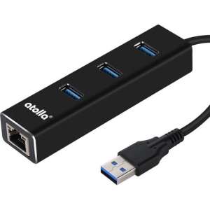 Atolla USB 3.0 to RJ45 Gigabit Ethernet Adapter LAN External Network Adapter with 3 Port USB 3.0 Hub MODEL ZH-301