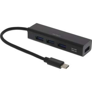 DELTACO USBC-HUB12 USB-C hub 4 USB poorten - USB 3.1 Gen 1 (5Gbps) - Zwart