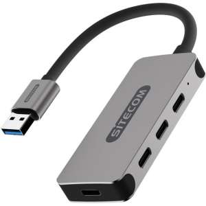 Sitecom CN-388 USB-C Hub 4 Port - USB naar 4x USB-C Hub - Grijs
