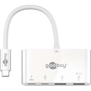 Goobay USB-C hub met 2x USB-A en 2x USB-C PD poort - USB3.1 Gen 2 / wit - 0,15 meter