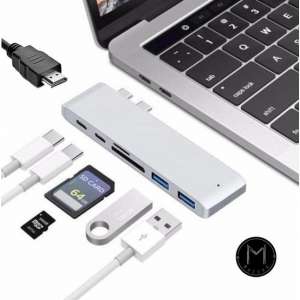 Mazuva | 7 in 1 USB-C HUB | Voor Apple MacBook|USB-C |Thunderbolt | 2x USB 3.0 |1x HDMI-Port| MicroSD Reader | SD Reader|