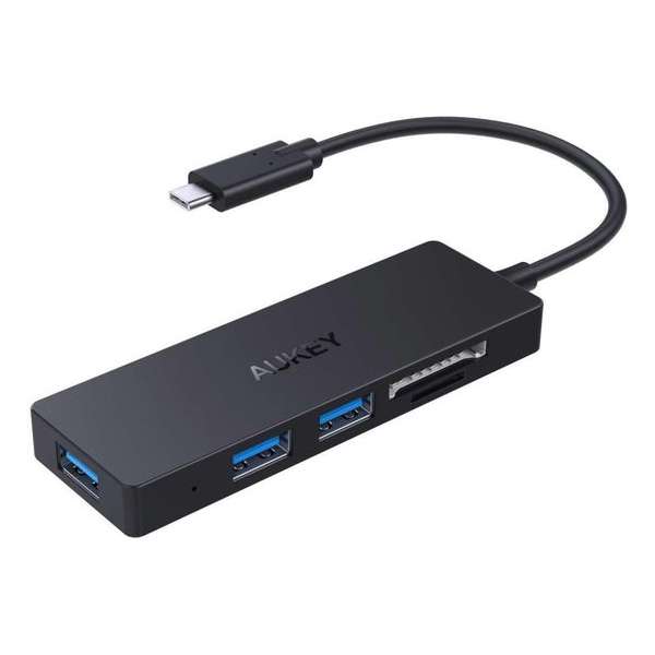 Aukey USB-C Hub - Met 3 USB 3.0 aansluitingen - SD en MicroSD Kaartlezer (5 poorts USB C Hub)