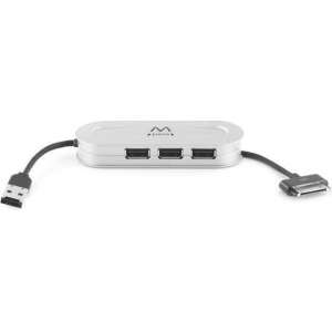 Ewent hub USB 2.0 – 3x USB 2.0 + 30 pins  voor iphone - zilver