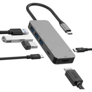 SBVR 6 in 1 USB C Adapter Hub | Incl. HDMI / 2* USB C / 3* USB A 3.0 | Voor MacBook / HP / Dell / ASUS / Lenovo