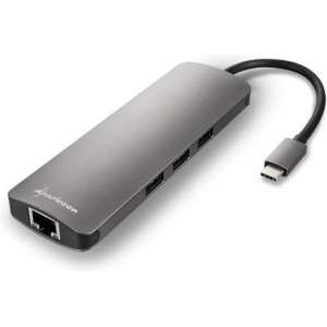 Sharkoon USB 3.0 Type C Combo Adapter interfacekaart/-adapter HDMI,RJ-45,USB 3.0