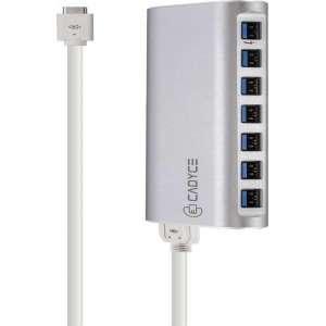 Cadyce USB-C naar 7x USB 3.0 Hub | Universeel | Overdrachtsnelheid tot wel 5 GB/s | Plug & Play | Zilver
