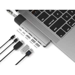 MacBook USB-C Adapter Hub 6 in 2 | Dockingstation | Ethernet / HDMI / USB C Thunderbolt 3 / USB-C 3.1 / USB-A 3.0