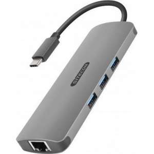 Sitecom CN-382 kabeladapter/verloopstukje USB-C USB-C, RJ45, HDMI, 3.5mm, 3x USB 3.0, SD, microSD Grijs