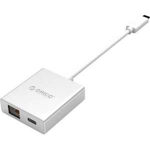 Orico USB-C naar Gigabit Ethernet adapter  PD - Aluminium - Zilver