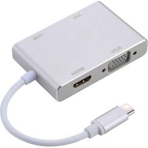 4 IN 1 USB-C (Type-C) naar HDMI + VGA + DVI + USB 3.0 Adapter Hub Voor o.a. Macbook en Laptop | Premium Kwaliteit| Grijs
