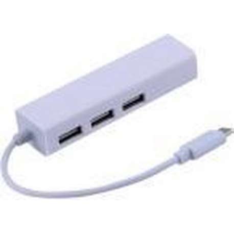 USB 3.1(C) Gigabit LAN Ethernet Adapter + 3 Poorts USB Hub