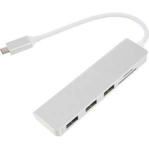 GadgetBay Multifunctionele 5-in-1 USB C Hub met TF SD Card Reader 3 USB 3.0 Ports voor de MacBook Pro - Aluminium behuizing