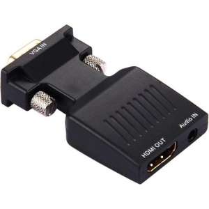 VGA Male naar HDMI Female adapter connector met audio input | Premium kwaliteit |  Zwart/Black