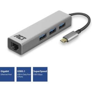 USB-C Hub met Gigabit ethernet poort - AC7055