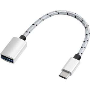 NÖRDIC USBC-N1178, USB-C 3.1 hub naar USB-A OTG, 15 cm, zilver
