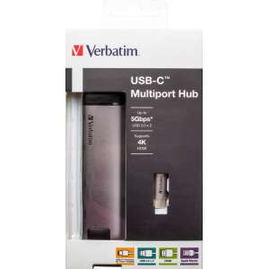 Verbatim USB-C multipoort Hub met Gigabit Ethernet