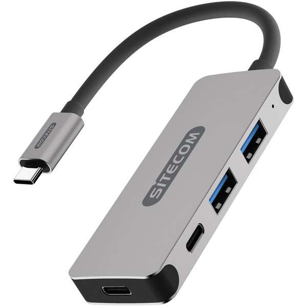 Sitecom CN-384 USB-C Hub 4 Port - USB-C naar 2x USB en 2x USB-C Hub - Grijs Sitecom CN-384 USB-C Hub 4 Port - USB-C naar 2x USB en 2x USB-C Hub - Grijs