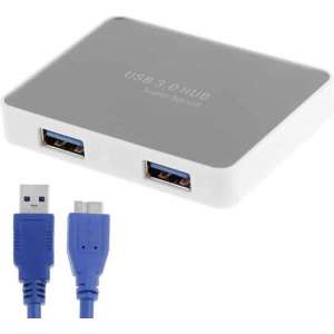 CR-H302 Modieus spiegelend  4 Poorts USB 3.0 Super snel 5Gbps HUB + 60cm USB 3.0 overdrachts kabel wit