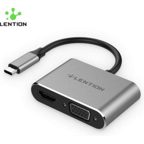 Lention - Premium USB-C HUB - HDMI 4K Input - VGA Input - Verbluffende Kwaliteit - CB-TP- C51sHV-SC- GRY